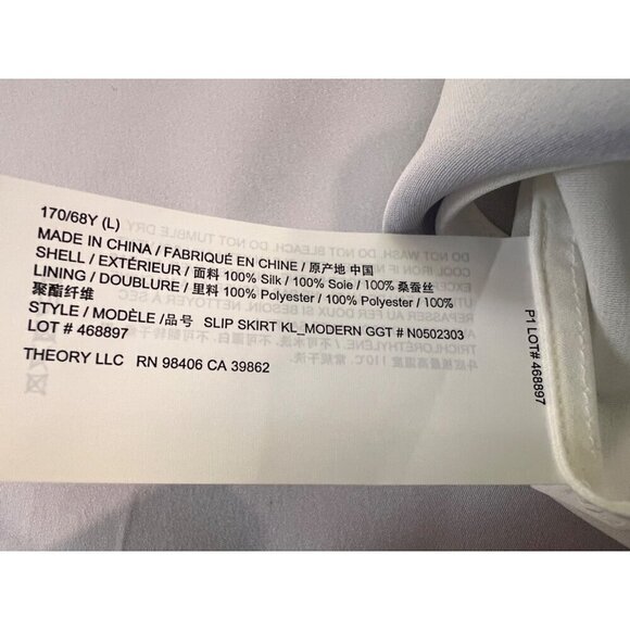 New Theory Size L Slip Skirt in Silk Georgette Light Purple *Stain* - Picture 11 of 11